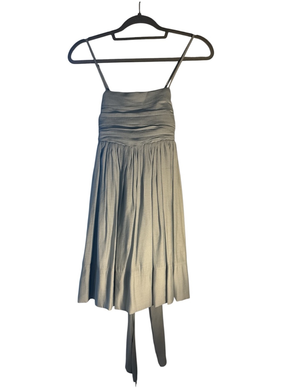 Womens Sleeveless Spagetti Strapped Pleated Sundress in Light Blue Small